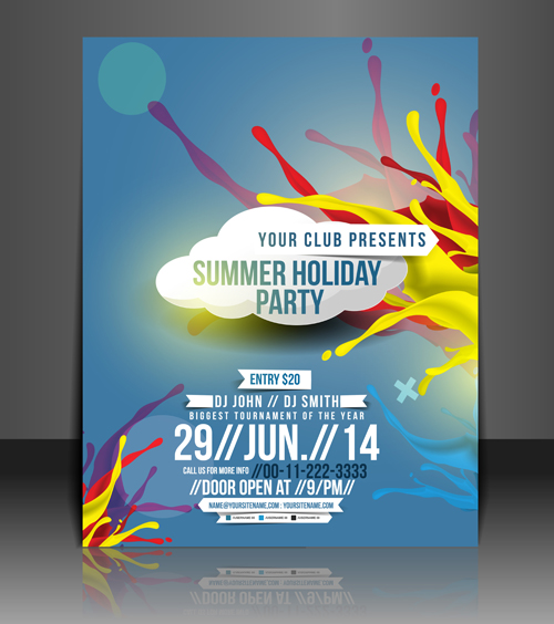 Abstract Summer Party Flyers design vector 01 summer party abstract   