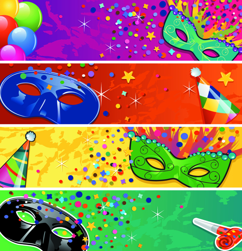 Carnival night mask banner vector night mask carnival banner   