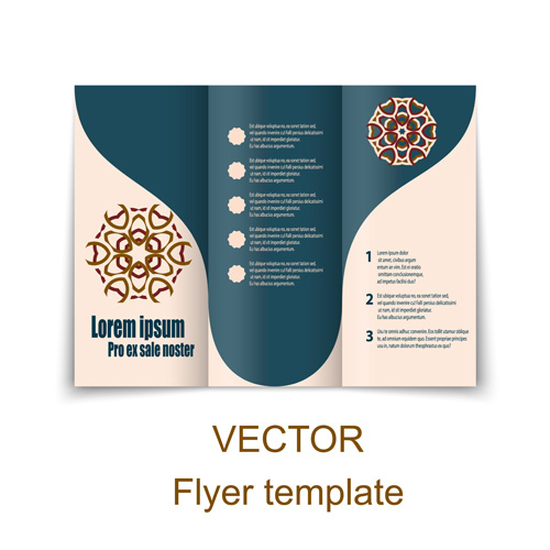 Fold flyer with brochure vector template set 18   