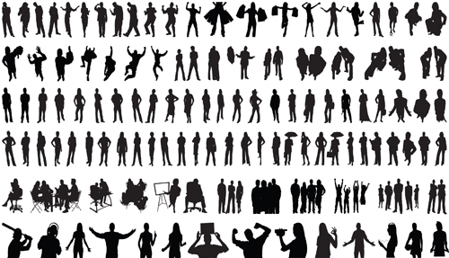 Set of people Silhouettes vector silhouettes silhouette people   