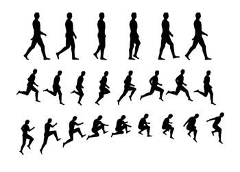 Character movement silhouette vector walking vector silhouette running jumping character action   