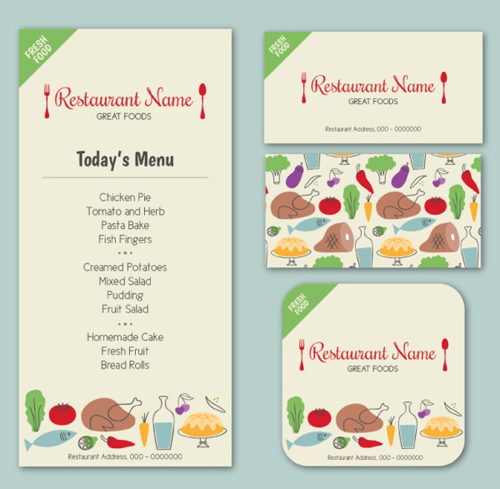 Restaurant menu with cards vector material restaurant menu material cards   