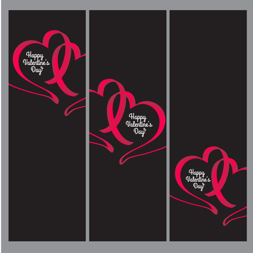 Ribbon heart valentine day banners vector 03 Valentine ribbon heart day banners   