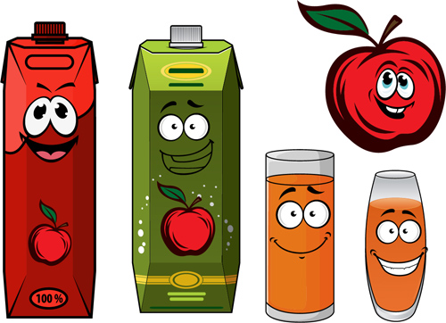 Cartoon style packaging with juice vector set 13 packaging juice cartoon   