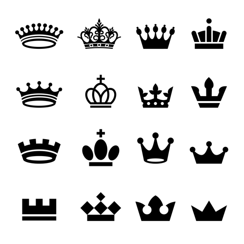 Vector crown creative silhouettes set 12 silhouettes crown   