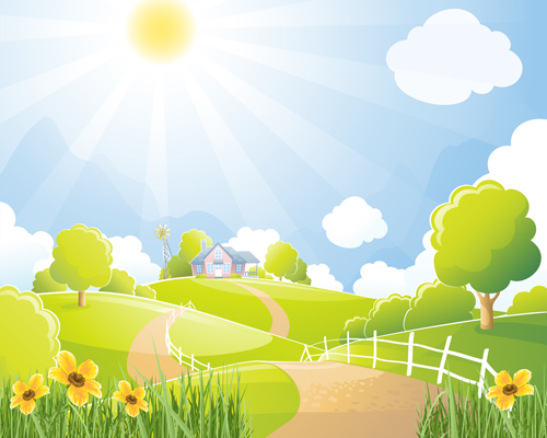 Beautiful natural scenery and sun vector 03 sun scenery natural beautiful   