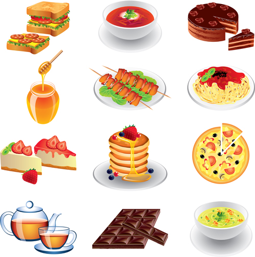 Fast food icons set vector graphics 02 vector graphic icons fast food   