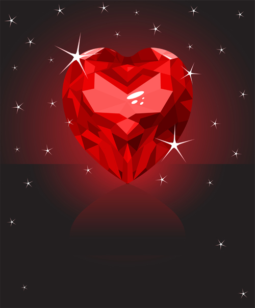 Shining diamond heart valentines day cards vector 02 valentines shining heart diamond day cards   