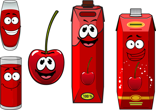 Cartoon style packaging with juice vector set 05 style packaging juice cartoon   