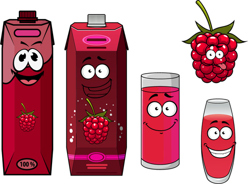 Cartoon style packaging with juice vector set 11 packaging juice cartoon   