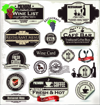 Vintage cafe bar and restaurant labels 02 vintage restaurant labels label cafe   