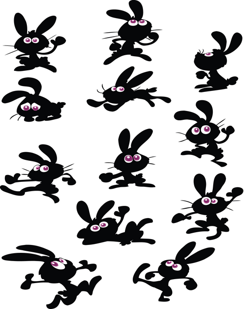 Funny Bunny Silhouettes vector set silhouettes silhouette funny bunny   