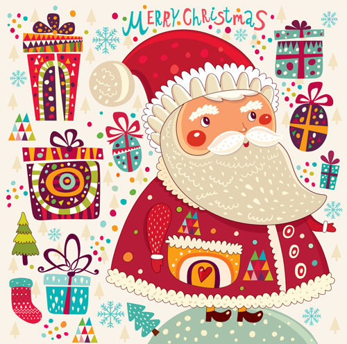 Vintage Cute Santa background vector 04 vintage santa cute background vector background   