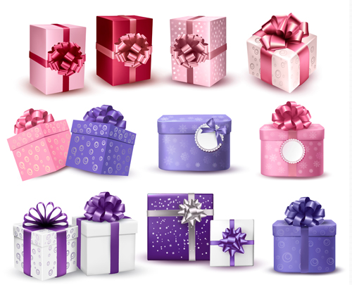 Exquisite gift boxes with ribbon vector set 04 ribbon gift boxes exquisite   