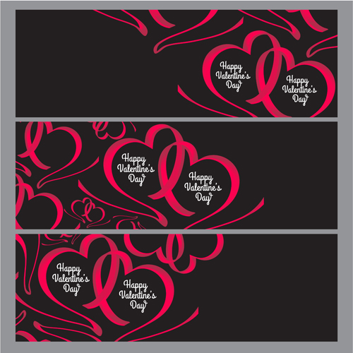 Ribbon heart valentine day banners vector 06 Valentine ribbon heart day banners   