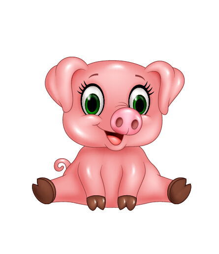 Cute pink pig cartoon vector pig cute cartoon   