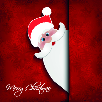 Cute santa with red christmas background vector santa cute christmas background vector   