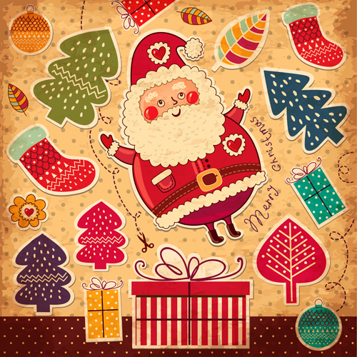 Vintage Cute Santa background vector 05 vintage santa cute background vector background   