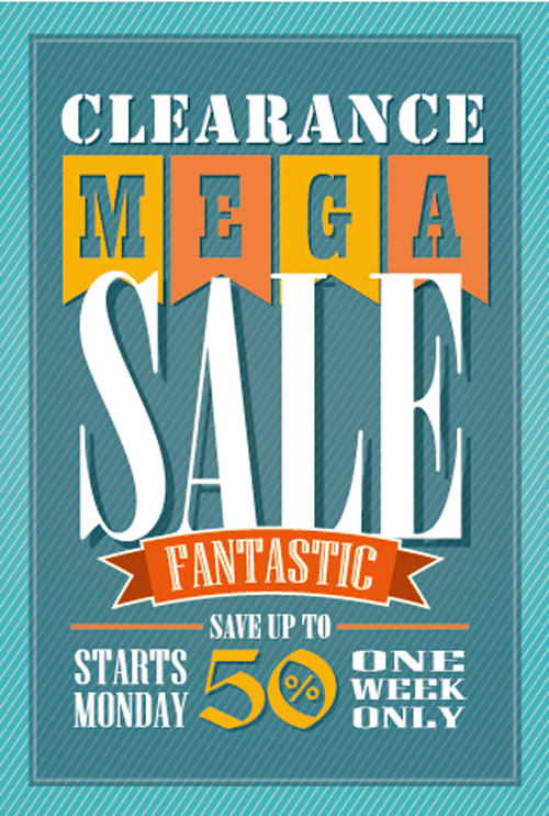 mega sale advertising poster retro vector 03 sale Retro font poster advertising   