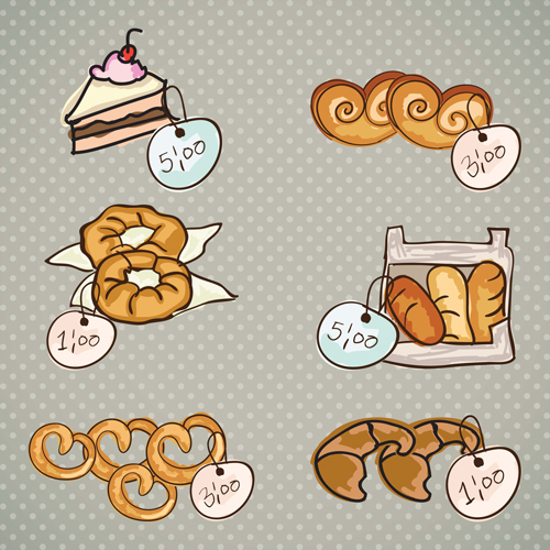 Bakery and cake with price tags vector tags cake bakery   