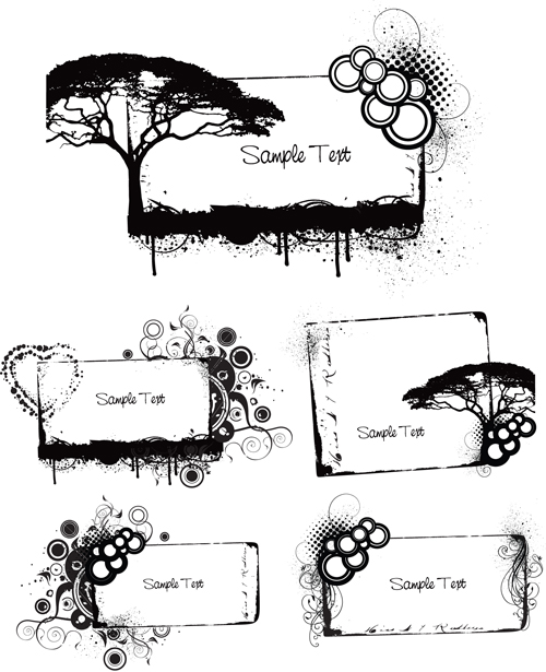 Elements of Grunge Floral vector set grunge floral elements element   