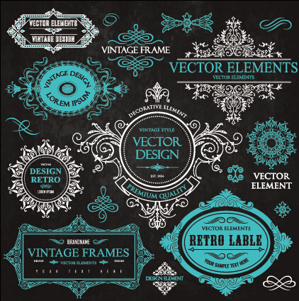 Calligraphic frames with decor elements vintage styles vector 05 Vintage Style vintage frames decor   