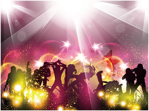 People silhouettes and party backgrounds vector 02 people silhouettes people party background   