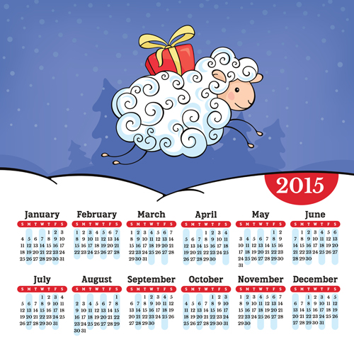 Year of the sheep 2015 calendar vector 01 sheep calendar 2015   
