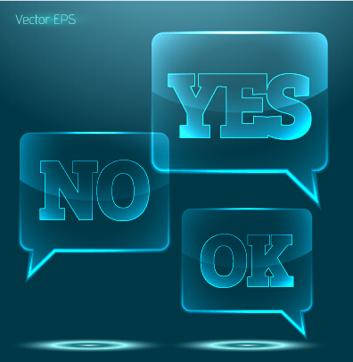 Glass yes or no speech bubbles vector Yes or No speech bubbles speech bubbles   