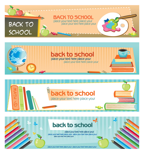 Set of School elements banners vector 05 school elements element banner   