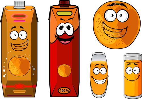 Cartoon style packaging with juice vector set 10 packaging juice cartoon   