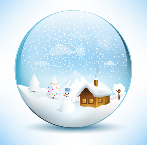 Christmas crystal ball with winter vector 12 winter crystal christmas ball   