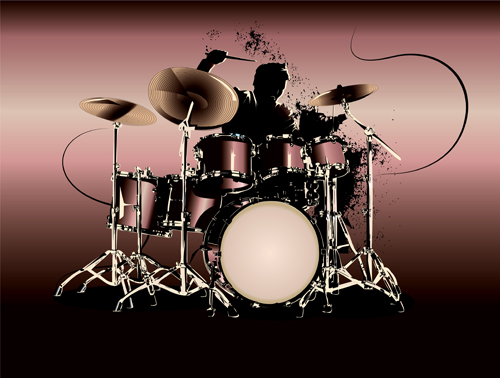 Music with Drums design elements vector 02 music elements element drums   