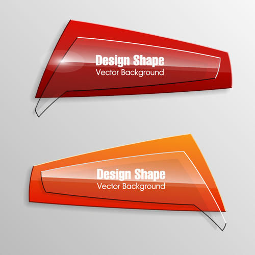 Colorful shape with glass banners vector set 20 Shape glass colorful banners   