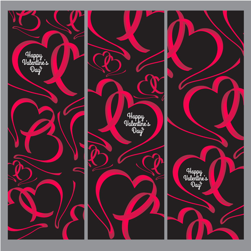 Ribbon heart valentine day banners vector 04 Valentine ribbon heart day banners   