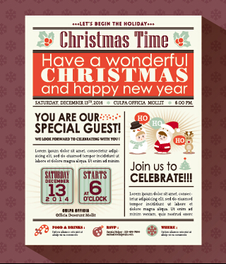 Newspaper style christmas background vector paper newspaper christmas background   