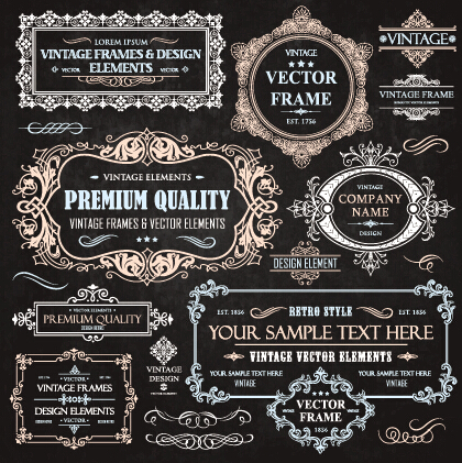 Calligraphic frames with decor elements vintage styles vector 06 Vintage Style vintage frames calligraphic   