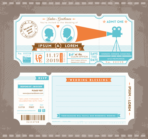 Wedding Invitation ticket template vector 02 wedding template invitation   