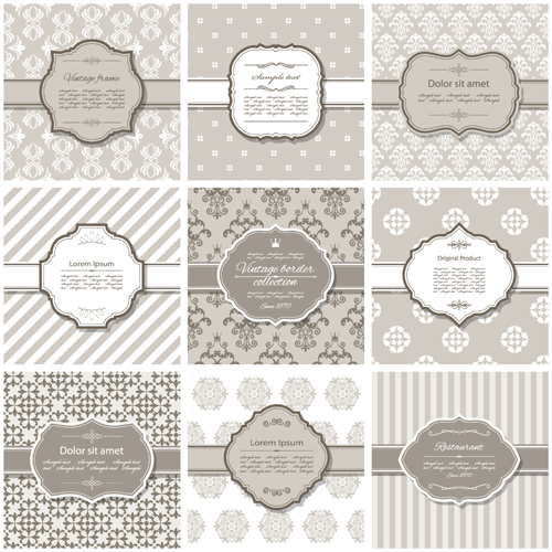 Vector frame with vintage background graphics 01 vector frame graphics background   