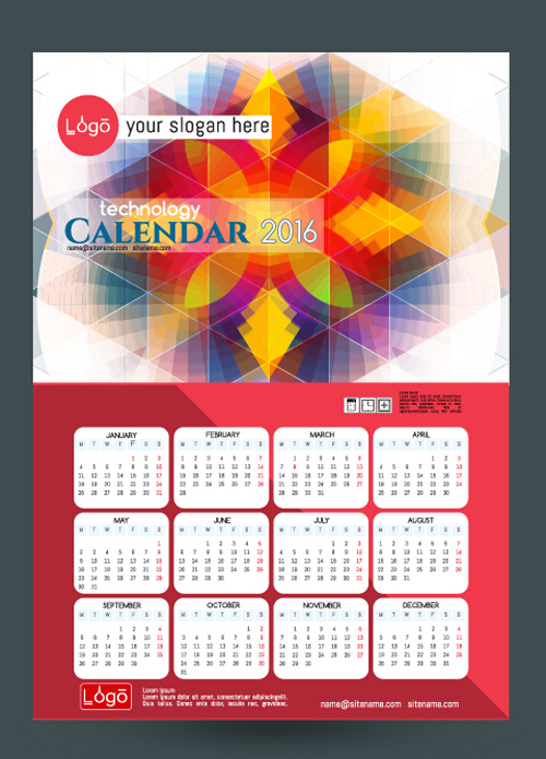 2016 technology calendar template vector 23 template technology calendar 2016   