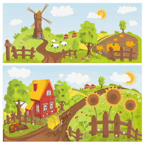 Fairytale town scenery banner vector 02 town scenery fairytale banner   