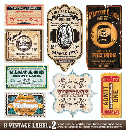 Vector set of Creative Vintage Labels 01 vintage labels label creative   