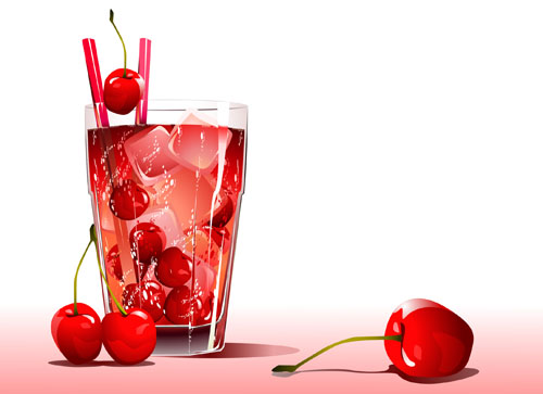Cherry juice and glass cup vector 01 glass cup cherry juice cherry   