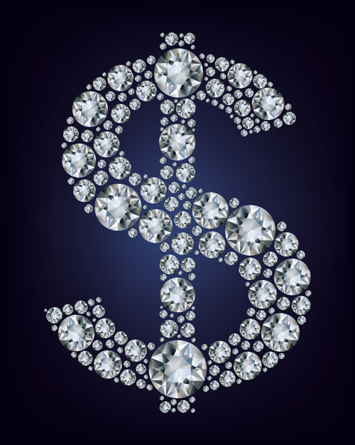 Dollar sign with diamonds vector design sign dollar diamonds   
