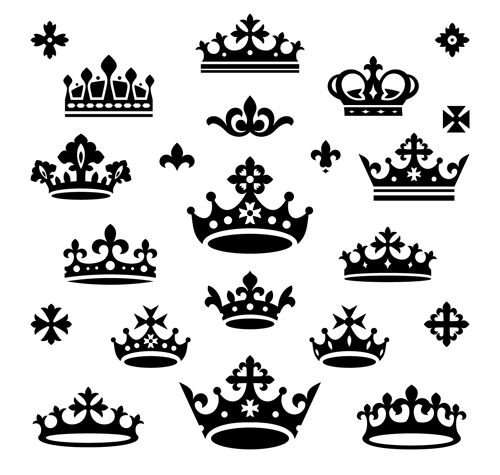 Vector crown creative silhouettes set 09 silhouettes crown   