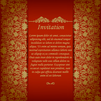 Retro floral invitation vector 02 Retro font invitation floral   