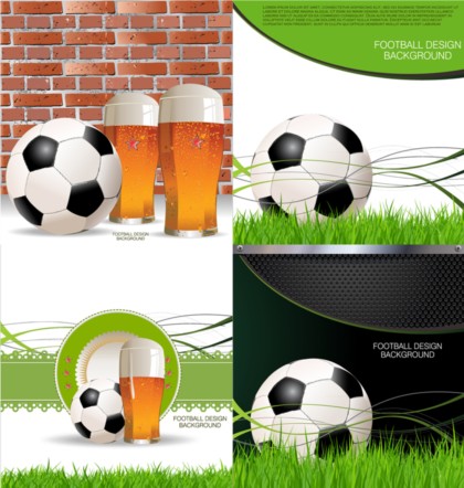 Creative football with beer design background vector football creative beer   