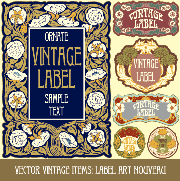 Ornate vintage labels creative vector set 06 vintage ornate labels label creative   