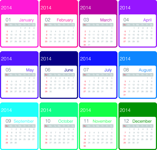 Set of Calendars 2014 Creative design vector 04   