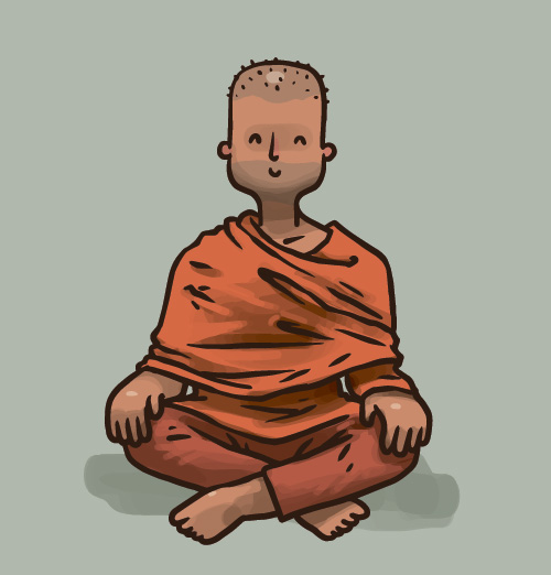 Hand drawn buddhist monk vector material 03 monk hand drawn buddhist   